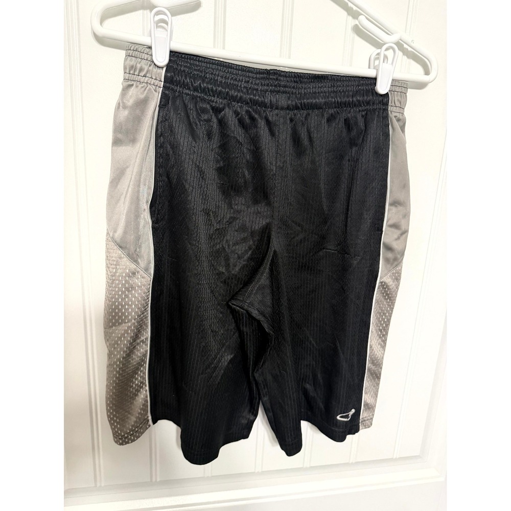 C9 Champion Basketball Shorts‎ Boys L Black Silver Mesh Athletic Activewear